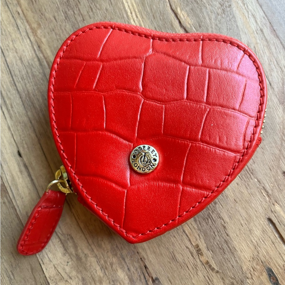 Osprey London Red Leather Heart Coin Purse NWOT